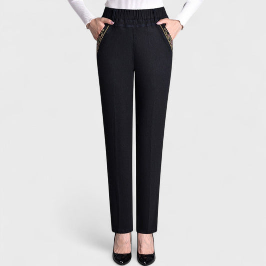 Maira - Jeans da donna con tasche laterali e vita elastica
