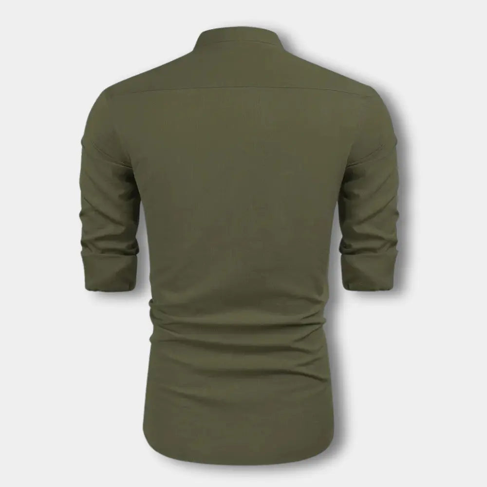 Blusa de botones con cuello mao para hombre – Hartman