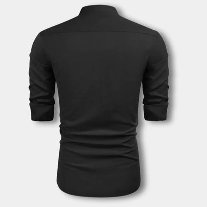 Blusa de botones con cuello mao para hombre – Hartman