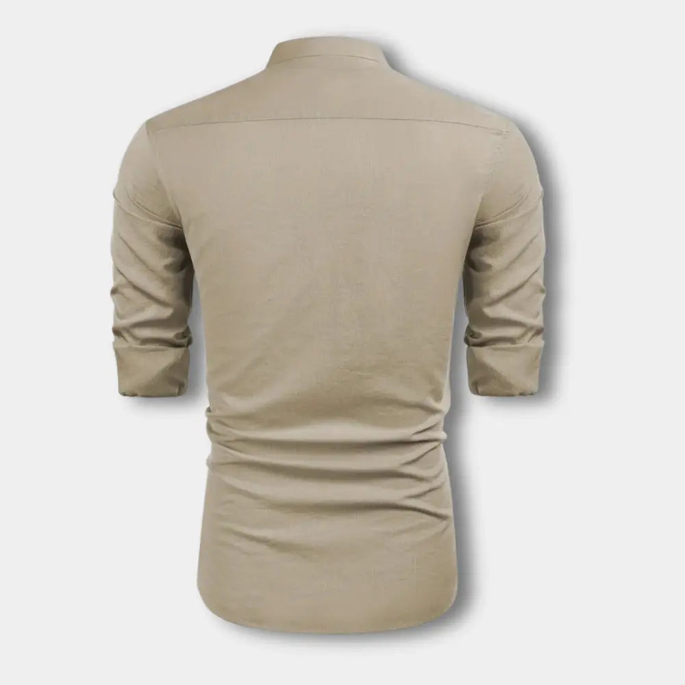Blusa de botones con cuello mao para hombre – Hartman