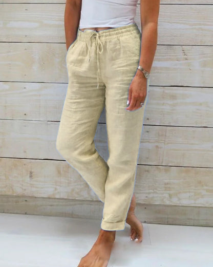 Allison - Pantaloni Tailored in Lino e Cotone di Lusso