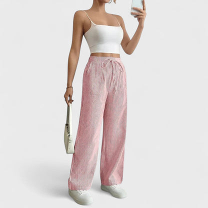 Dominique - Comodi pantaloni larghi con dettagli eleganti