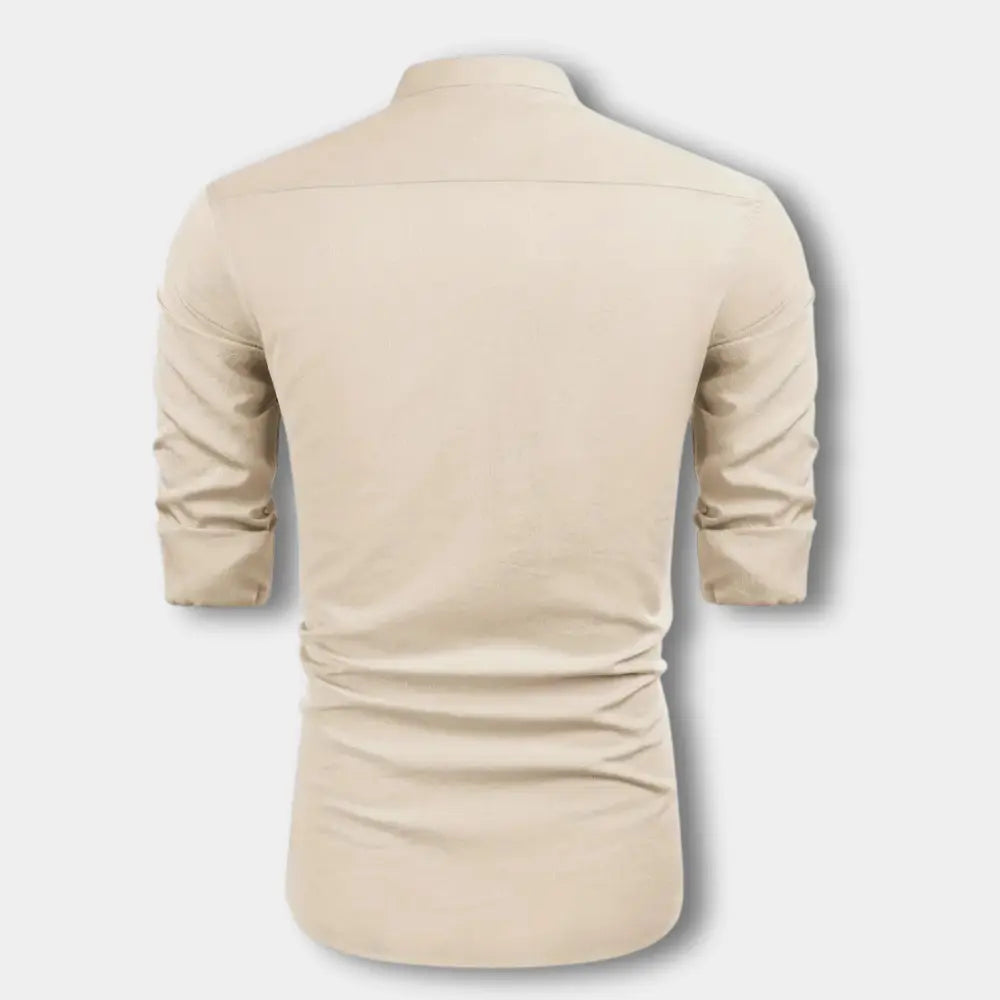 Blusa de botones con cuello mao para hombre – Hartman