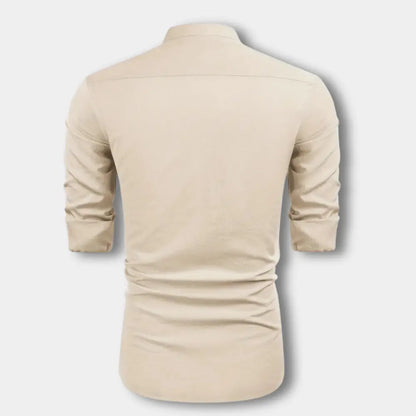 Blusa de botones con cuello mao para hombre – Hartman