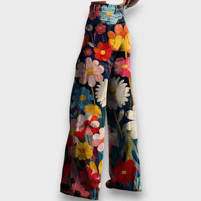 Talira – Pantaloni larghi con anima floreale