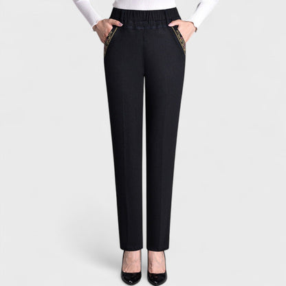 Maira - Jeans da donna con tasche laterali e vita elastica